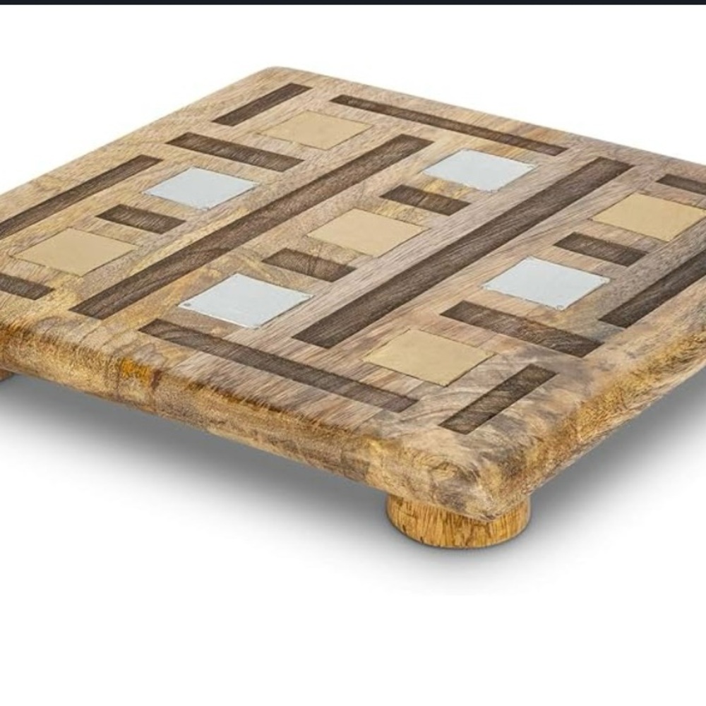 GG Collection Wooden Trivet with Gold and Silver Accents